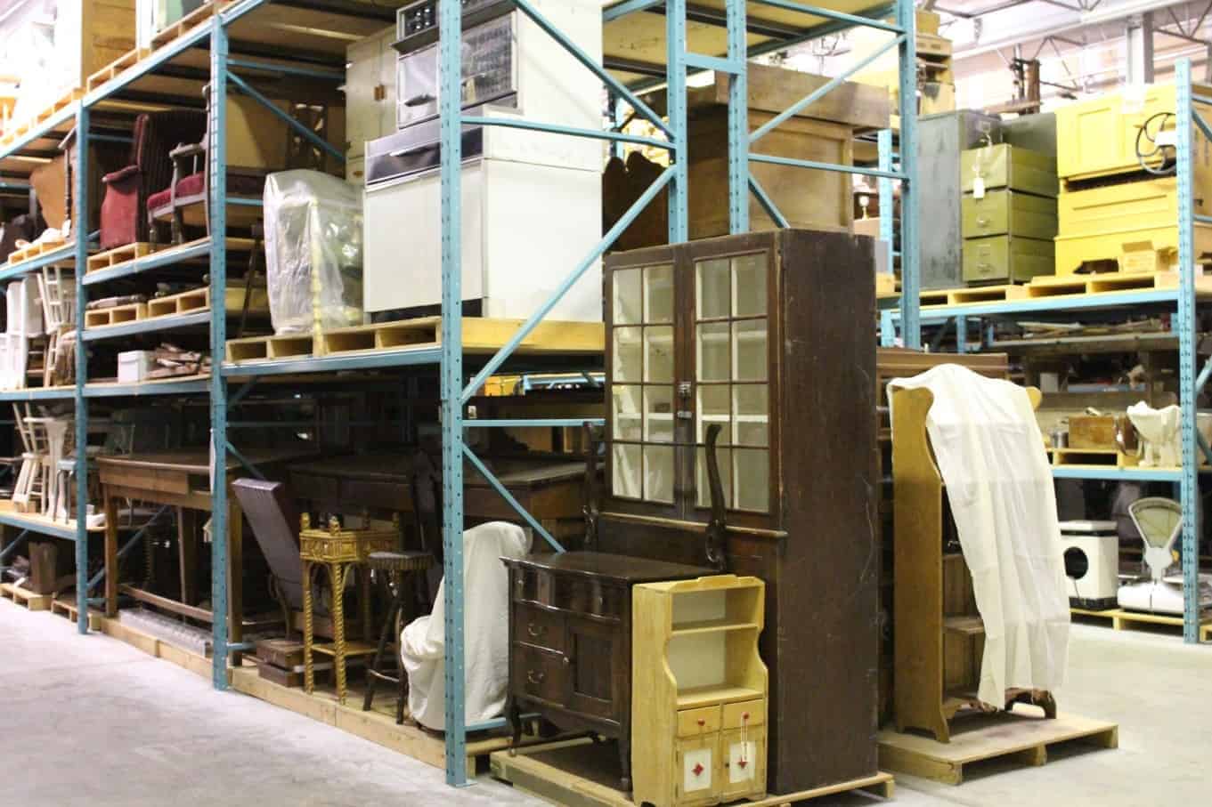 Photo of artifacts in storage at the Curatorial & Corporate Services Centre