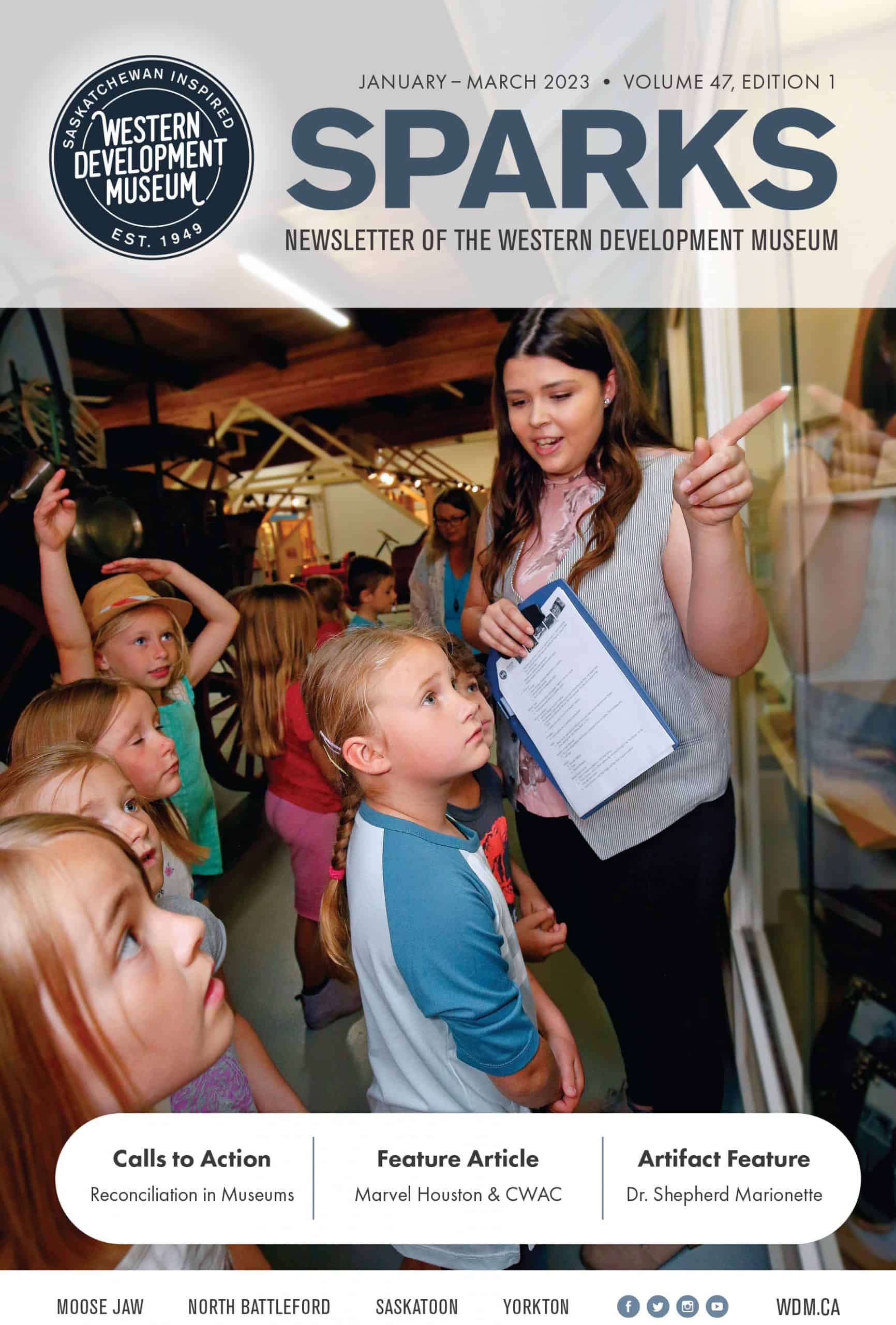 July to September SPARKS Newsletter cover. The image includes Men operating vintage agricultural machinery